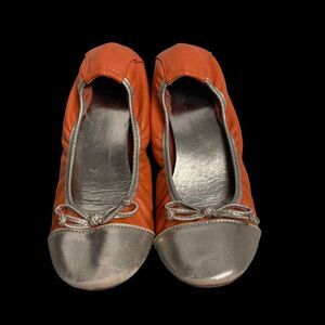 RIALTO Women’s Ballet Flats Size 6.5 Orange & Silver